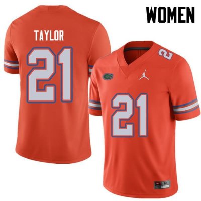 Women's Florida Gators #21 Fred Taylor NCAA Jordan Brand Orange Authentic Stitched College Football Jersey VGF8062AD